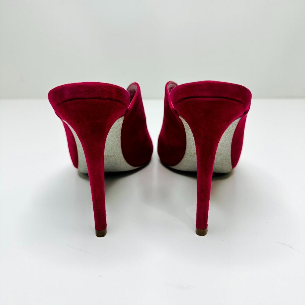 Rene Caovilla Venezia EU 37 US 7 Sandals Red Suede Leather Crystal Snake Mules - Picture 7 of 11